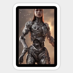 Cyborg Girl Cyberpunk Woman Sticker